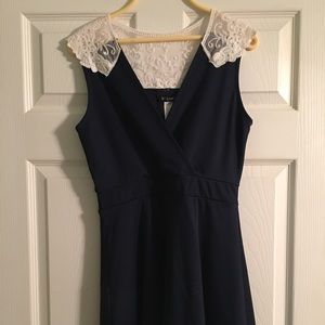 Modcloth Navy Blue Lace Top Mini Dress Small Cute